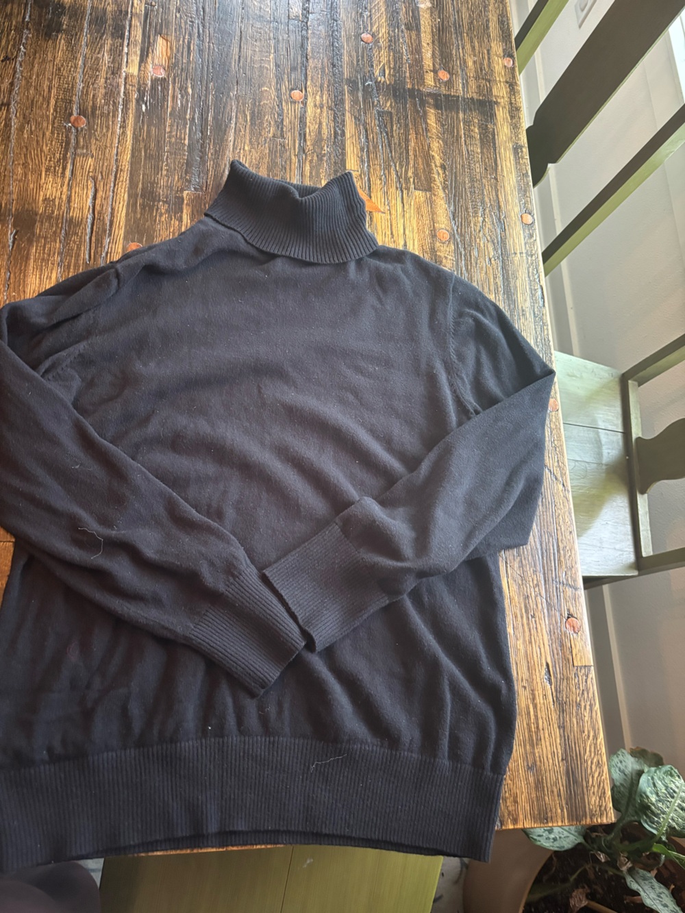 LL Bean Black Turtleneck Sweater cashmere and cotton